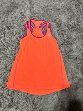 Marika Neon Orange Racerback Tank with Pink Trim